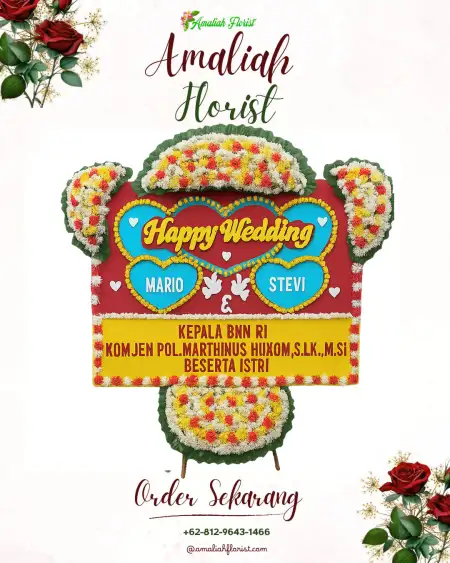 Papan Bunga Pernikahan Air Mawar
